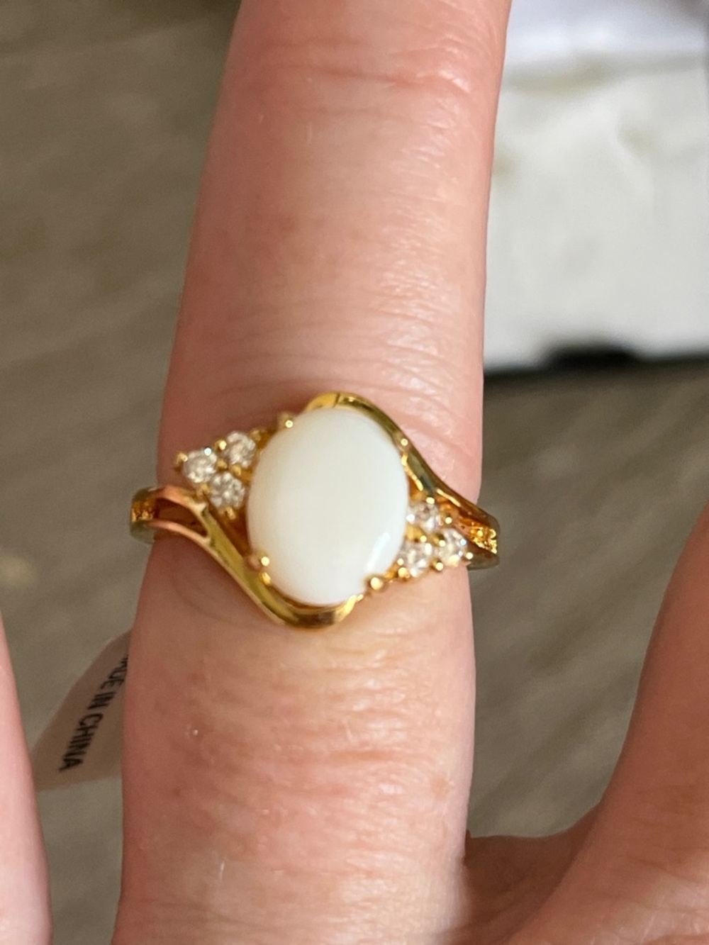 White OPAL 14kt Gold-Plated CZ ring